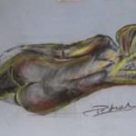 Dessin de nu au pastel Femme de dos allongée, 1996