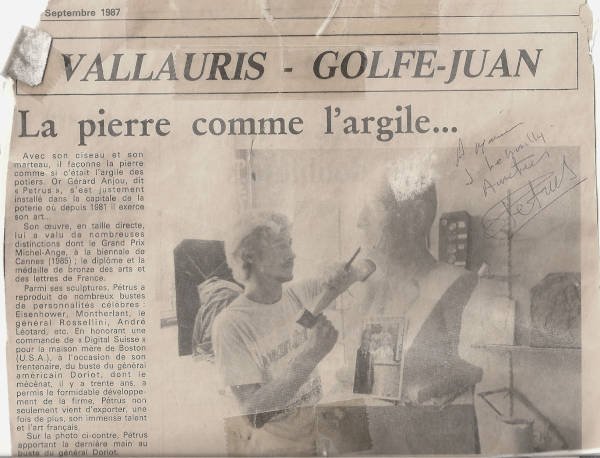 Un article de Nice Matin sur la création du buste en pierre