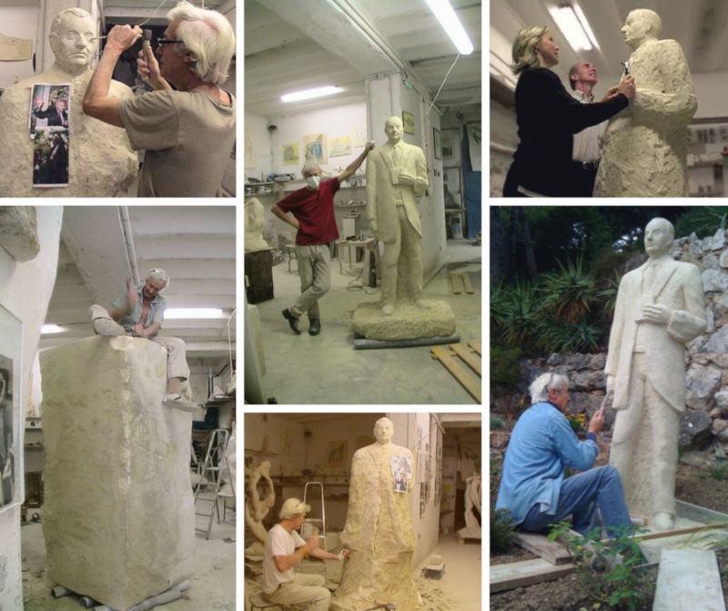 La création de la statue monumentale en pierre