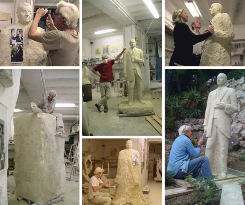 La création de la statue monumentale en pierre